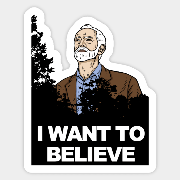 Corbyn I Want To Believe Sticker by dumbshirts